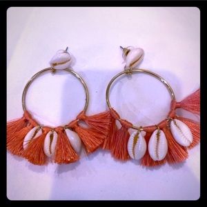 Drop earrings shell beach hoop tassel